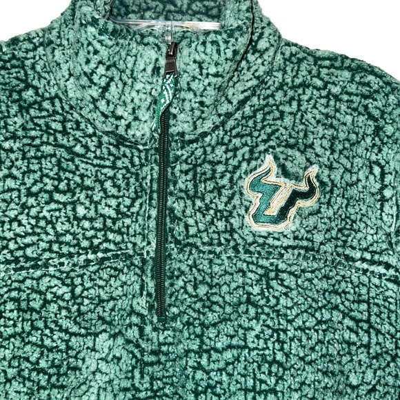 USF Bulls Boxcraft Half Zip Fleece Sherpa Pullover Jacket Green Unisex XL - Picture 5 of 7